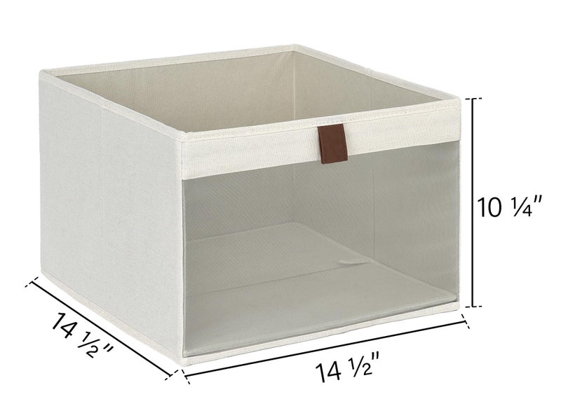 سورتيج وركس صناديق تخزين للخزانة من ستورج وركس بنافذة شفافة ومقبضين، سلال تخزين قابلة للطي للرفوف، منظم قماش كبير جدًا، بيج، عبوة من 3 قطع - Image 3